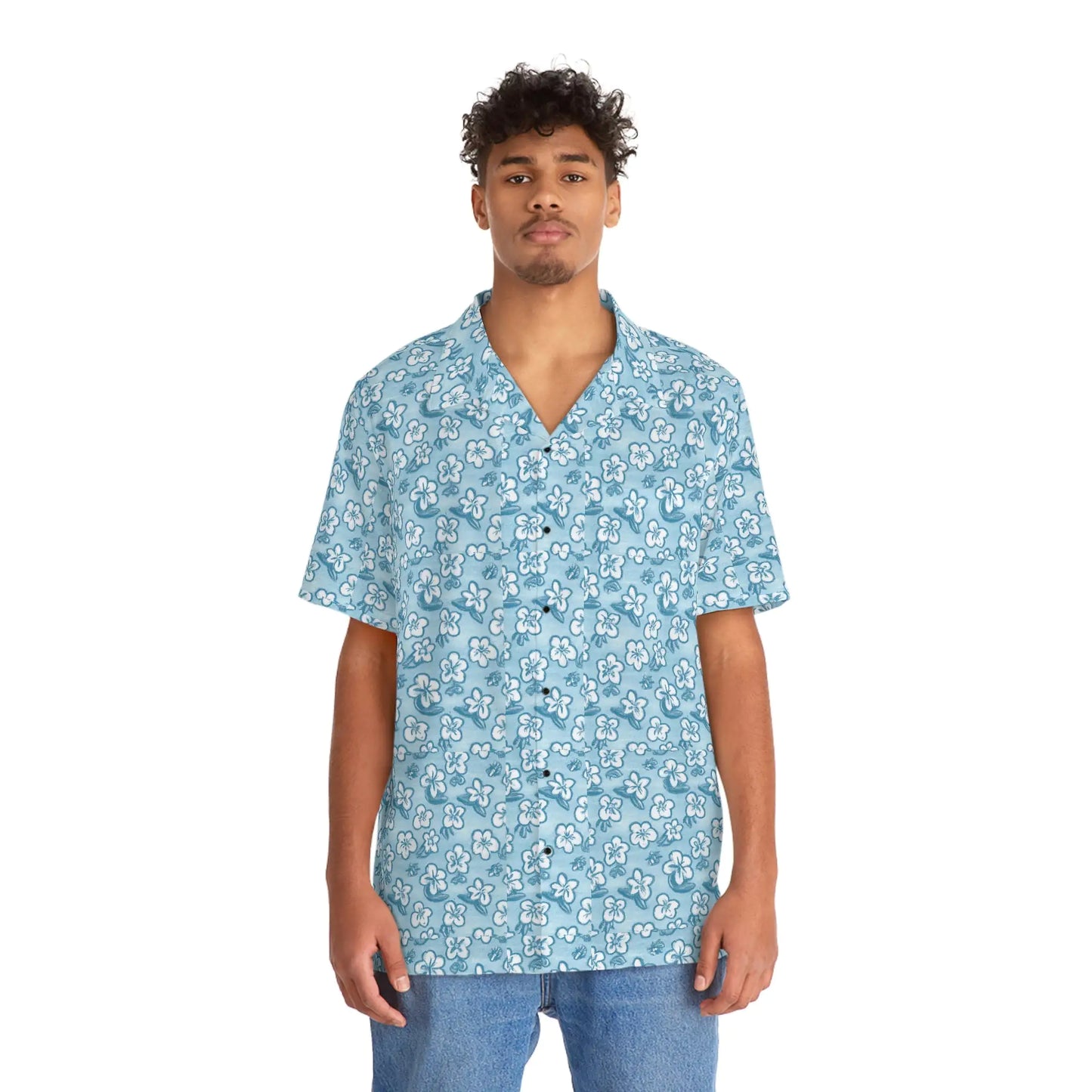 Men's Blue Tropical Flower Shirt