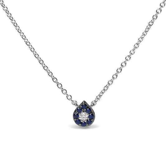 Blue Sapphire Gemstone Halo Necklace