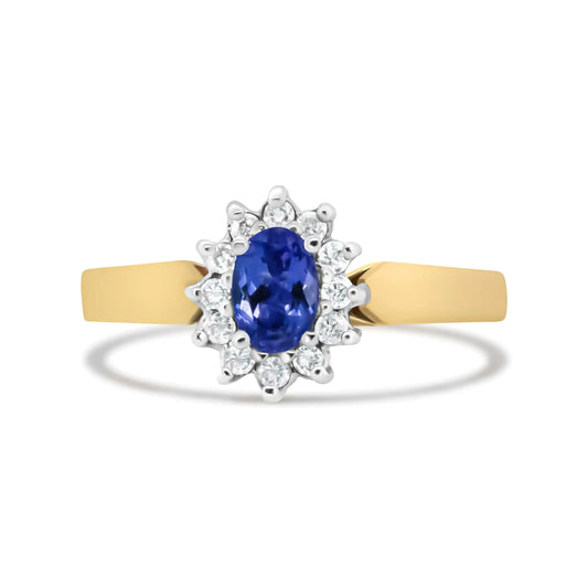 Oval Blue Tanzanite Halo Ring