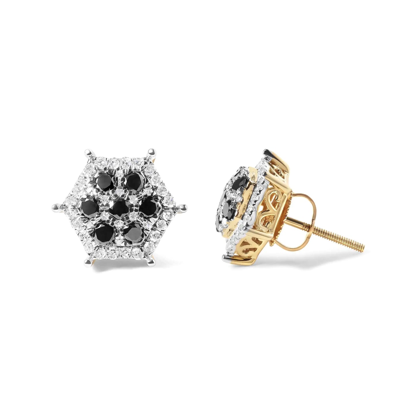 White and Black Treated Diamond Earring Men