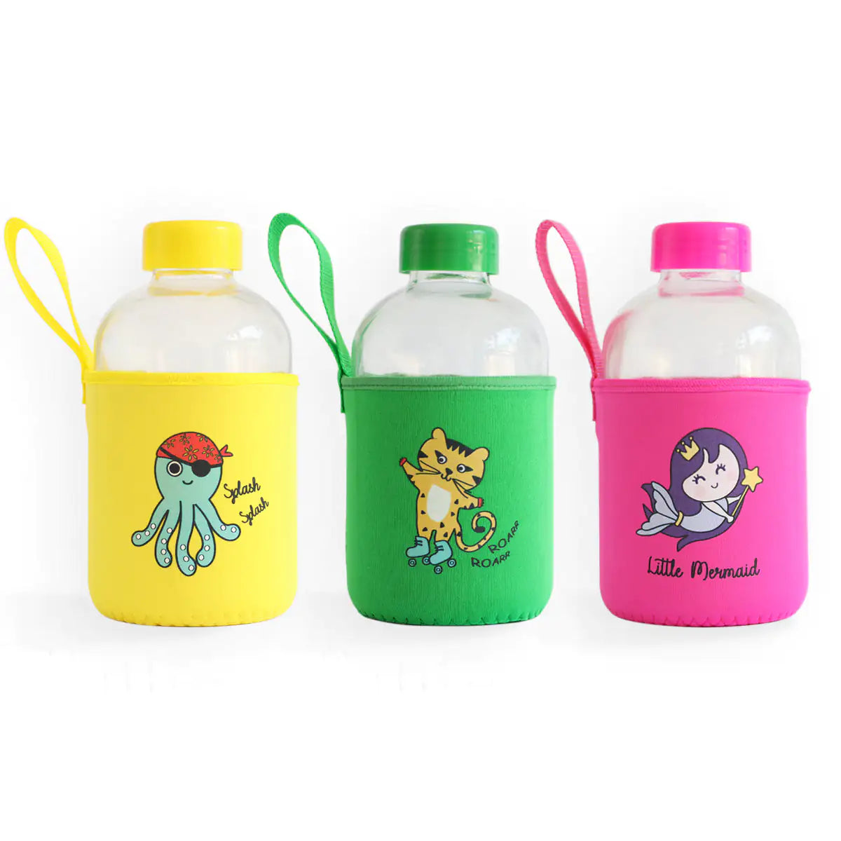 Little Mermaid Kids Glass Water Bottles 20 oz, 600 ml