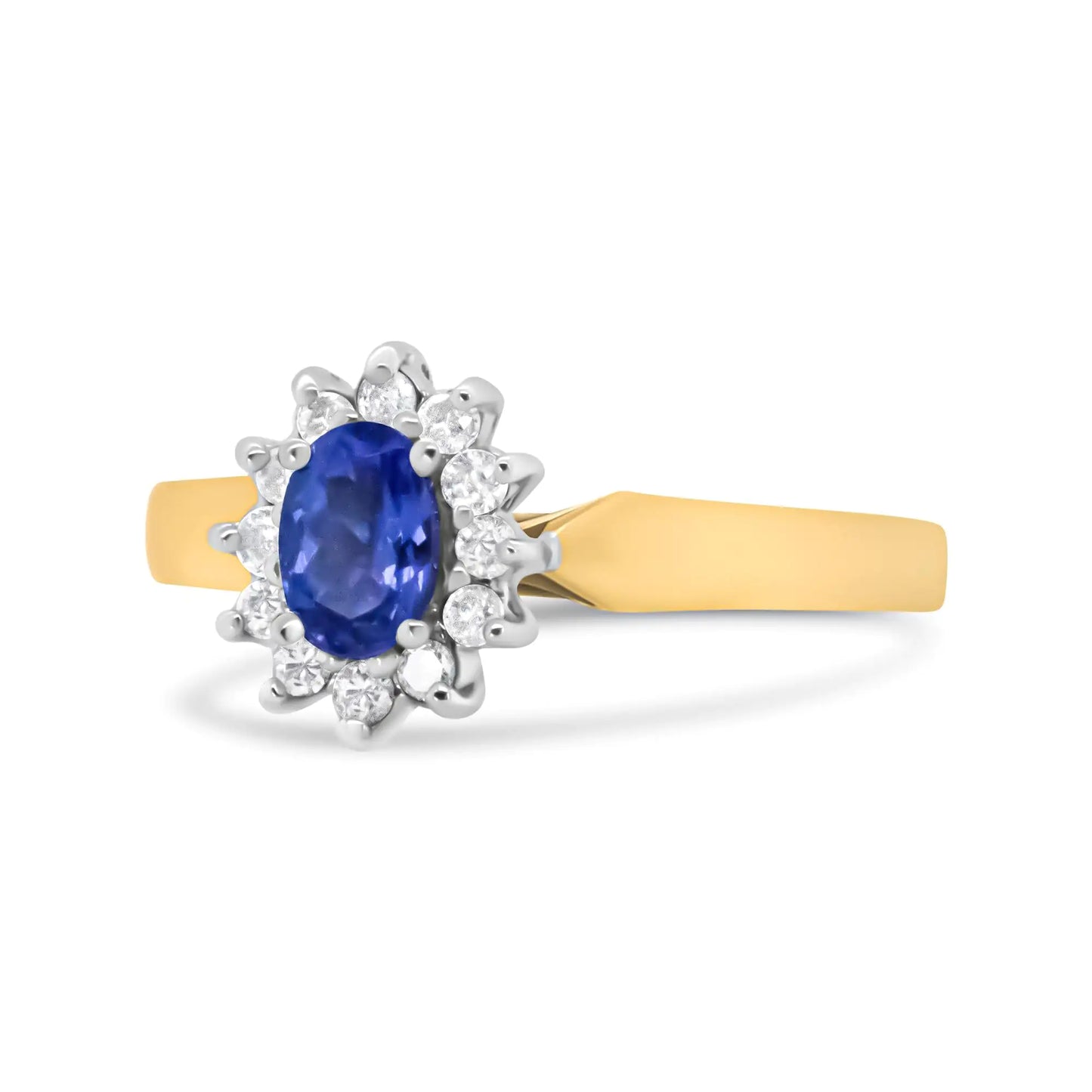 Oval Blue Tanzanite Halo Ring