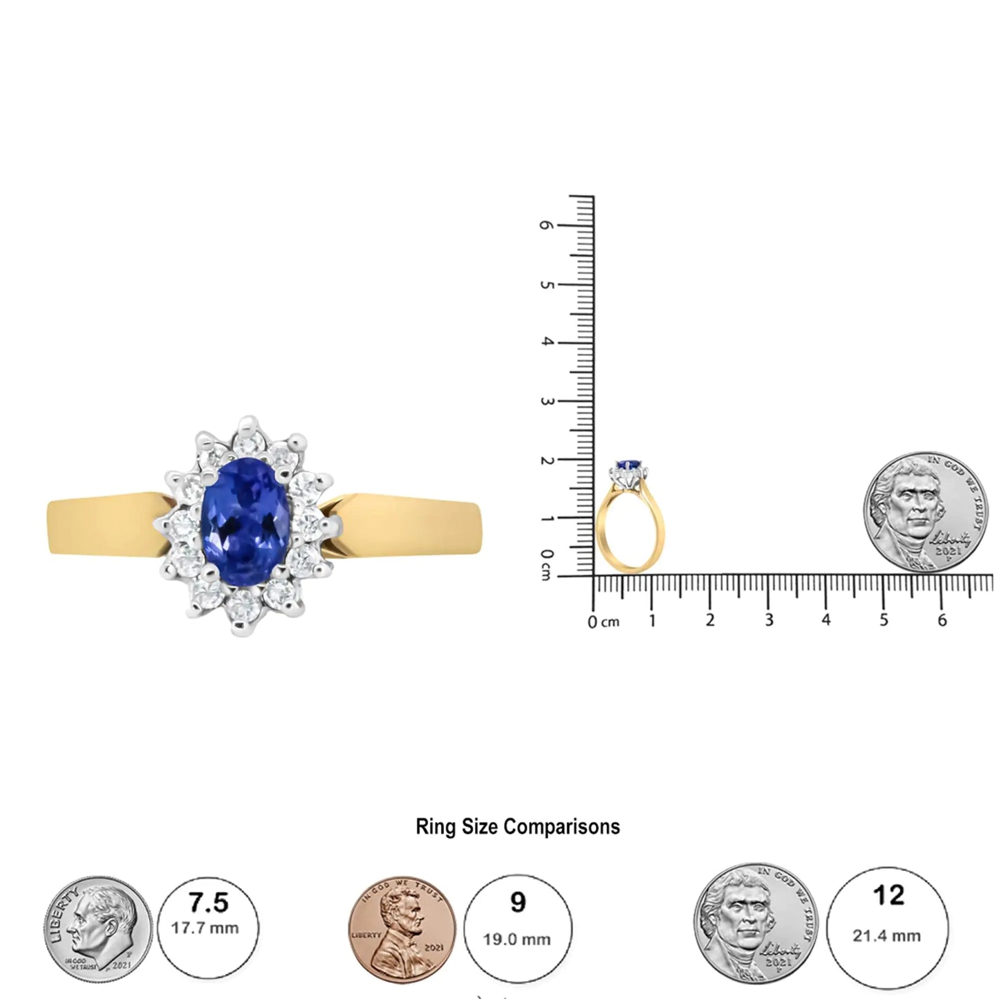 Oval Blue Tanzanite Halo Ring