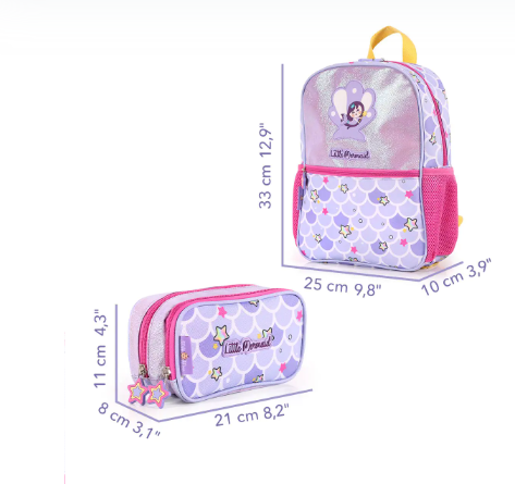 Backpack and Pencil Case School Set Glittering Mermaid