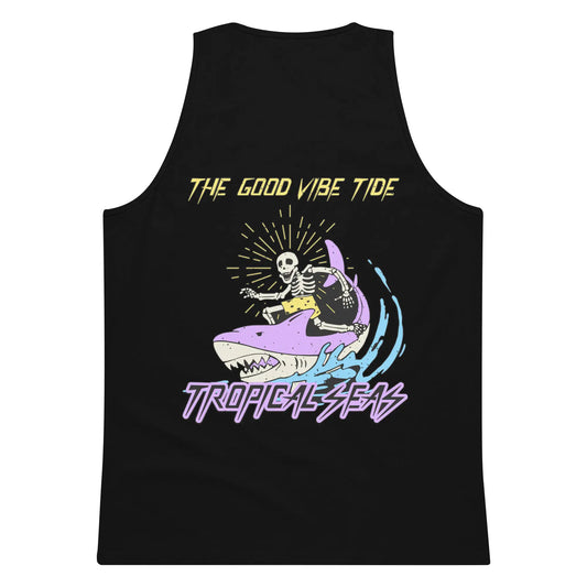 Cartoon Shark Surfer Tank Top