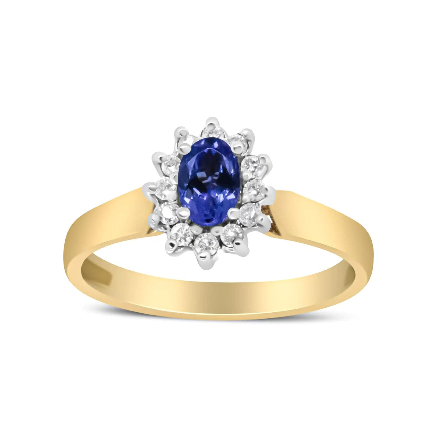 Oval Blue Tanzanite Halo Ring