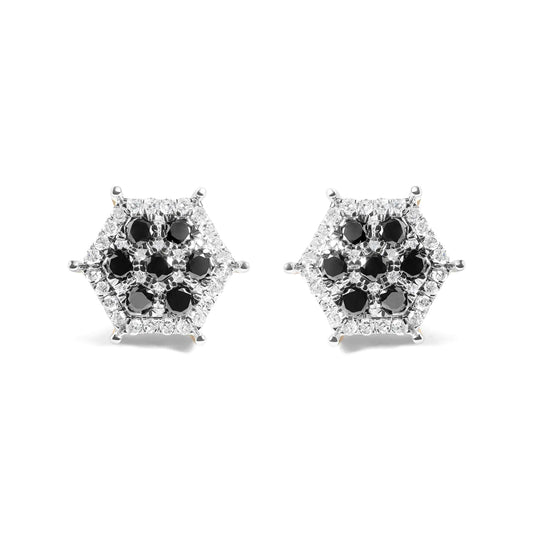 White and Black Treated Diamond Earring Men