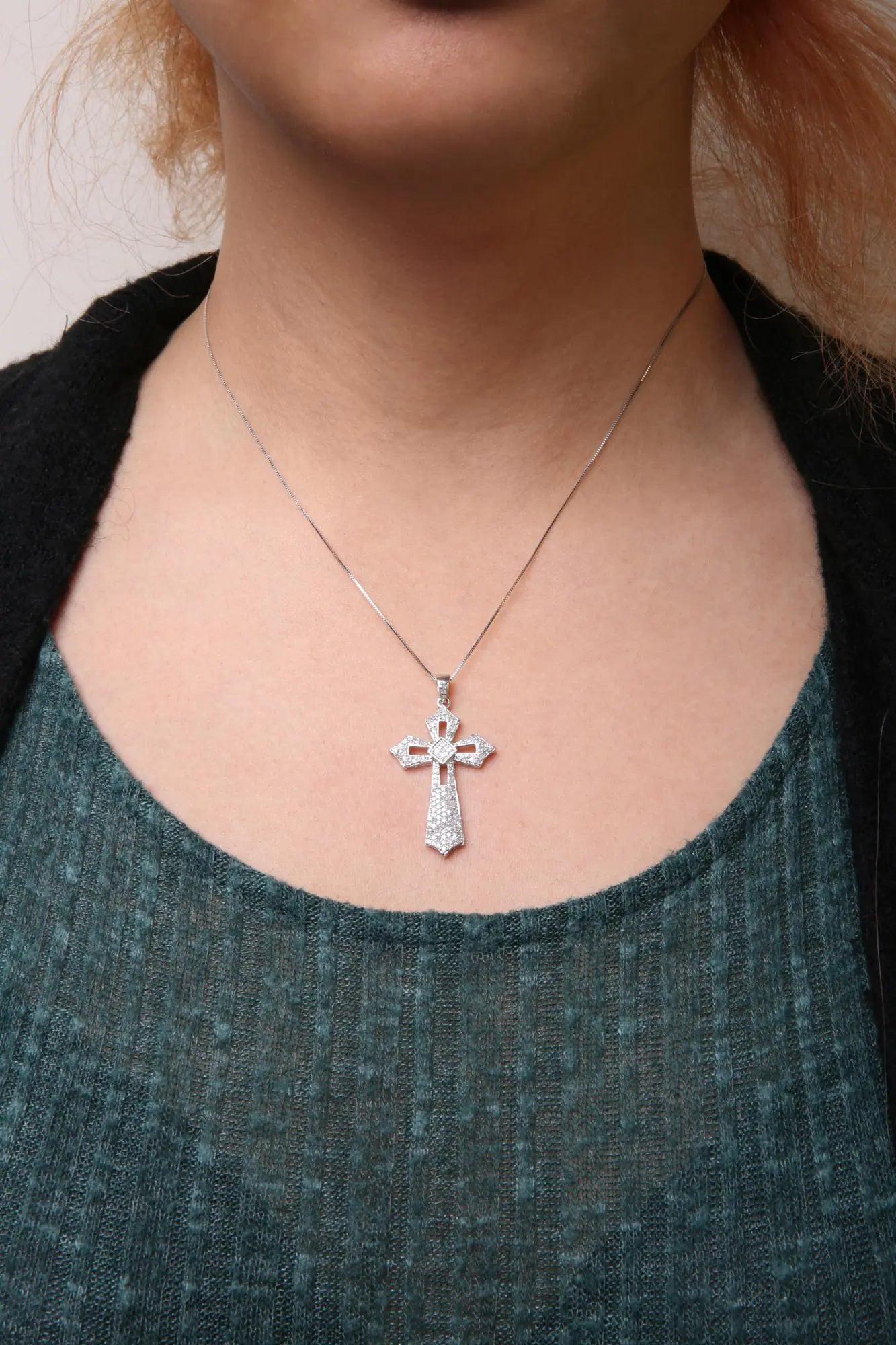 Fleur De Lis Cross Pendant Necklace