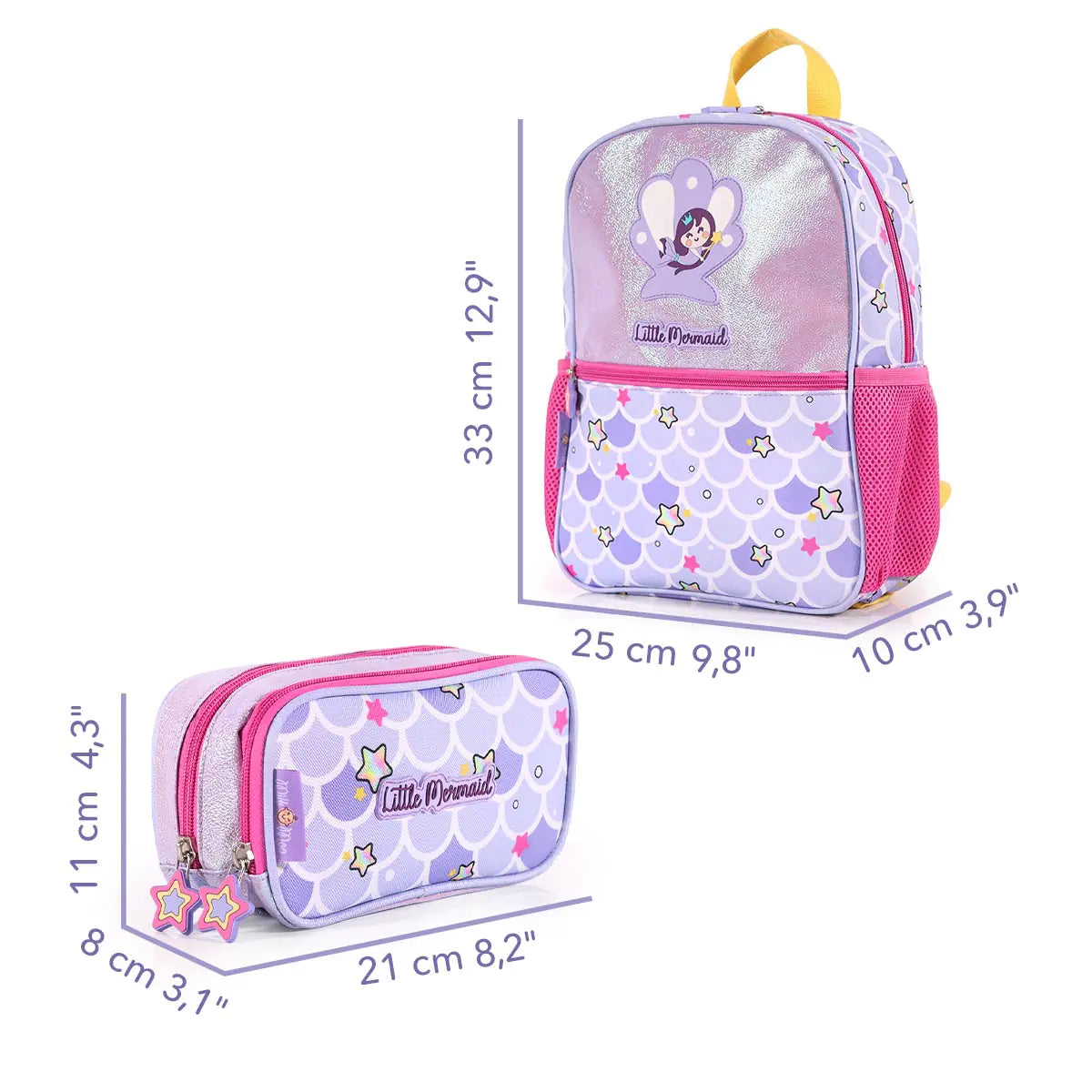 Backpack and Pencil Case School Set Glittering Mermaid