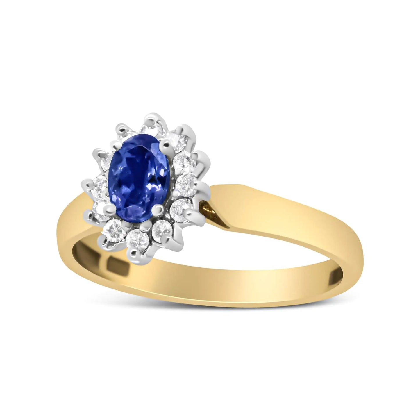 Oval Blue Tanzanite Halo Ring