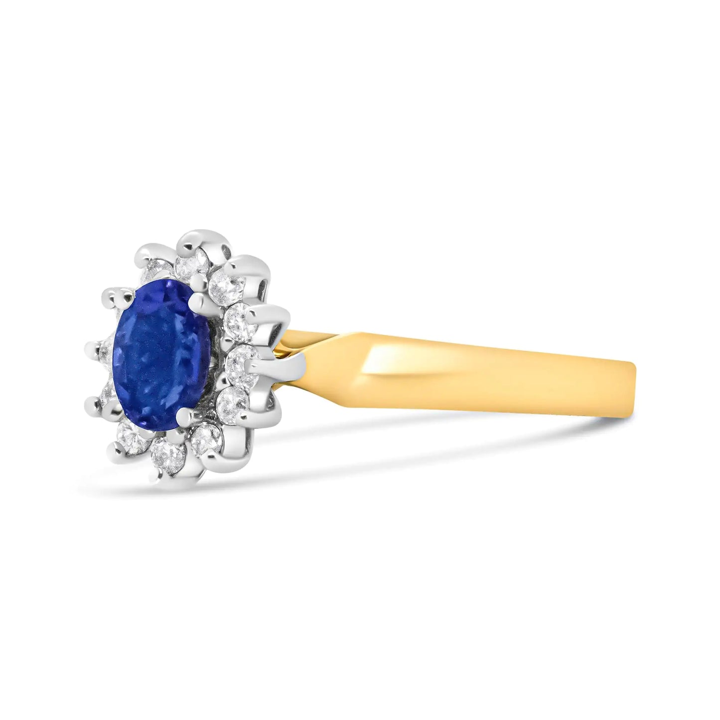 Oval Blue Tanzanite Halo Ring